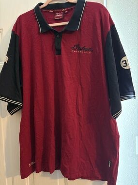 Indian Motorcycle Men's Burgundy Polo with Black Accents
